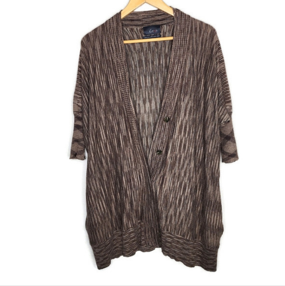Cine Marled Brown Half Sleeve Cardigan Sweater Size S